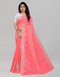 Coral Pink Embroidered Cotton Saree | Sudathi