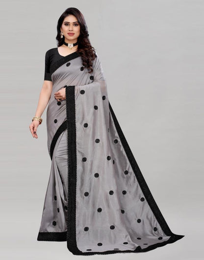 Blooming Grey Silk Saree | Sudathi