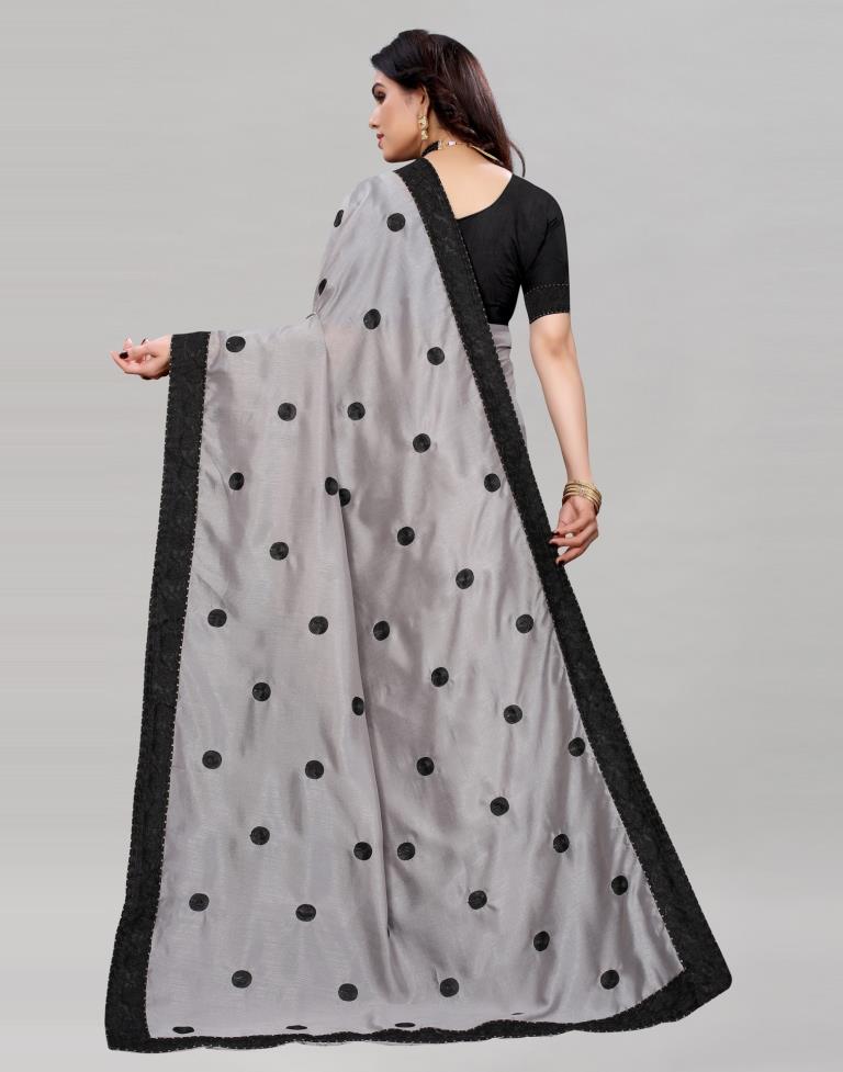 Blooming Grey Silk Saree | Sudathi