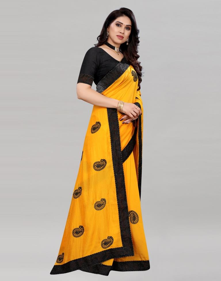 Affluent Turmeric Yellow Silk Saree | Sudathi