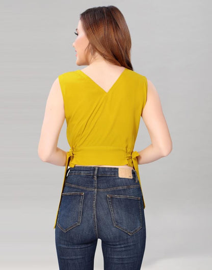 Mustared Yellow Coloured Crepe Plain Top | Sudathi