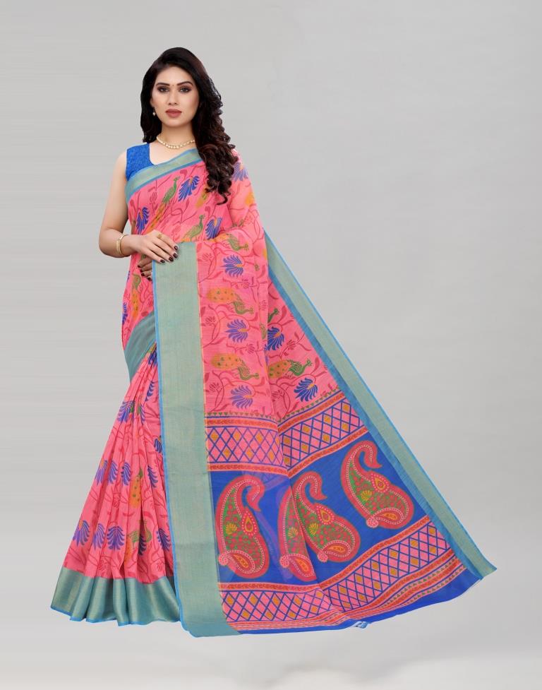 Punch Pink Cotton Saree | Sudathi