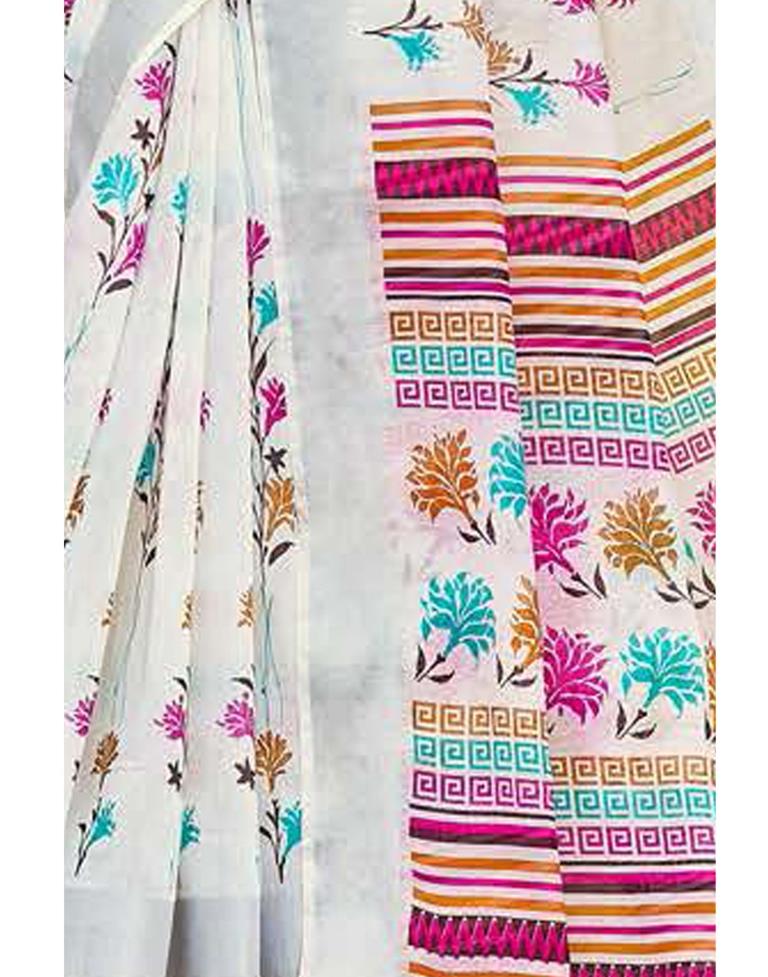 Splendiferous White Cotton Saree | Sudathi