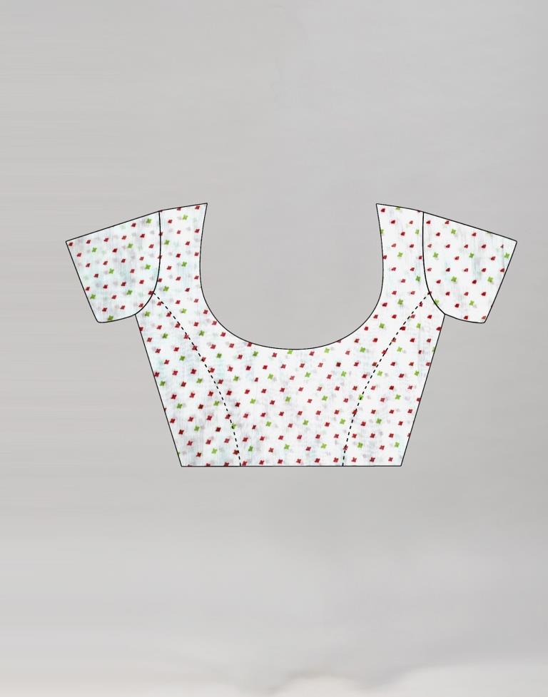 Voguish White Cotton Saree | Sudathi