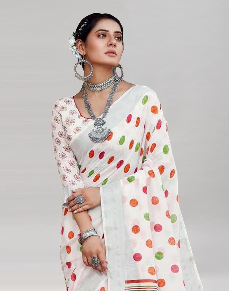 Fabulous White Cotton Saree | Sudathi