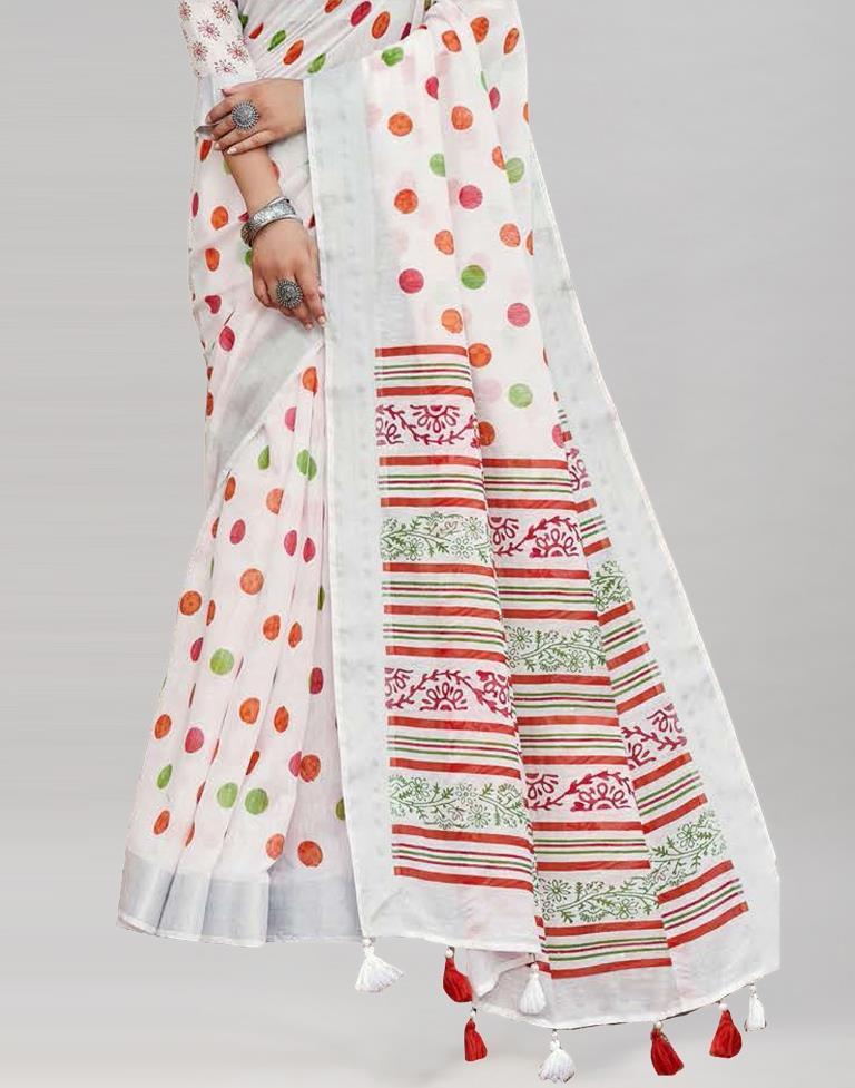 Fabulous White Cotton Saree | Sudathi