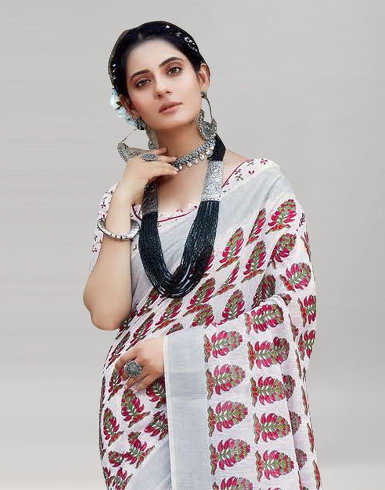 Captivating White Cotton Saree | Sudathi