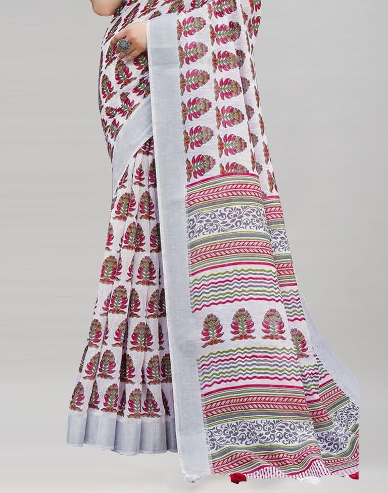 Captivating White Cotton Saree | Sudathi