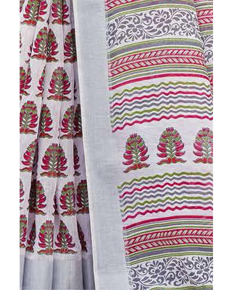 Captivating White Cotton Saree | Sudathi