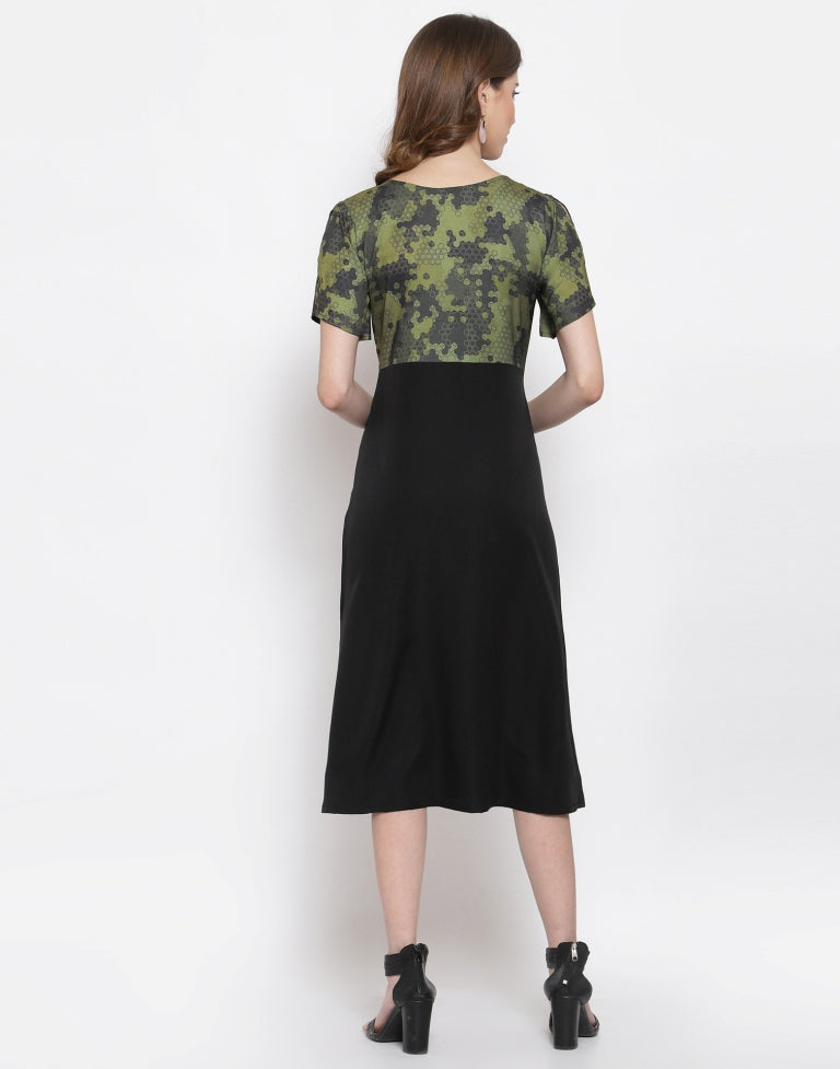Military Green Half Slit Dress | Sudathi