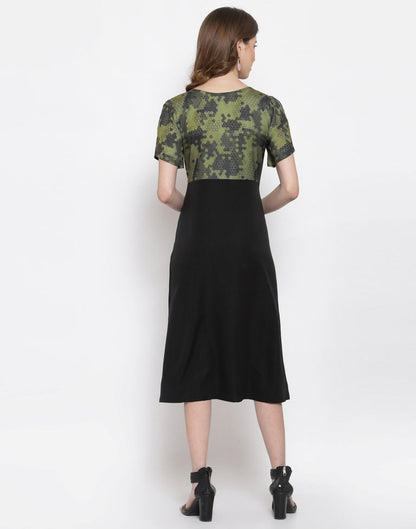 Military Green Half Slit Dress | Sudathi
