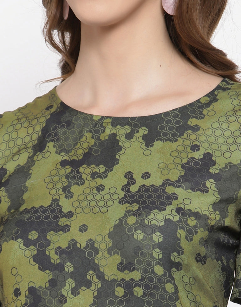 Military Green Half Slit Dress | Sudathi