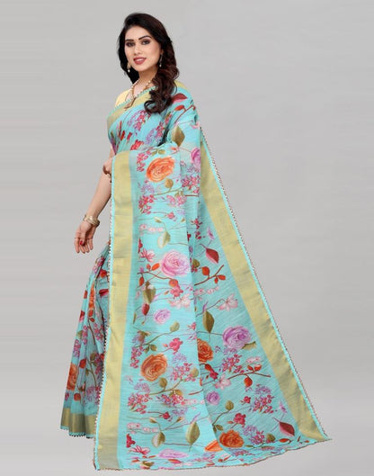 Immaculate Blue Cotton Saree | Sudathi