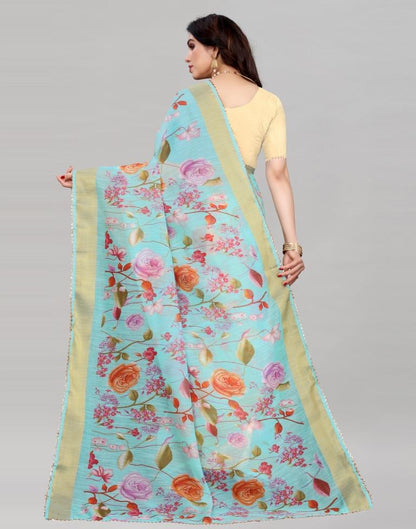 Immaculate Blue Cotton Saree | Sudathi