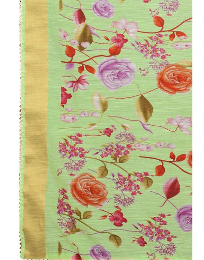 Blooming Lime Green Cotton Saree | Sudathi
