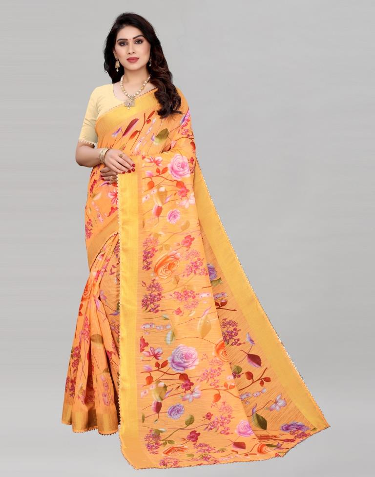 Definitive Orange Cotton Saree | Sudathi