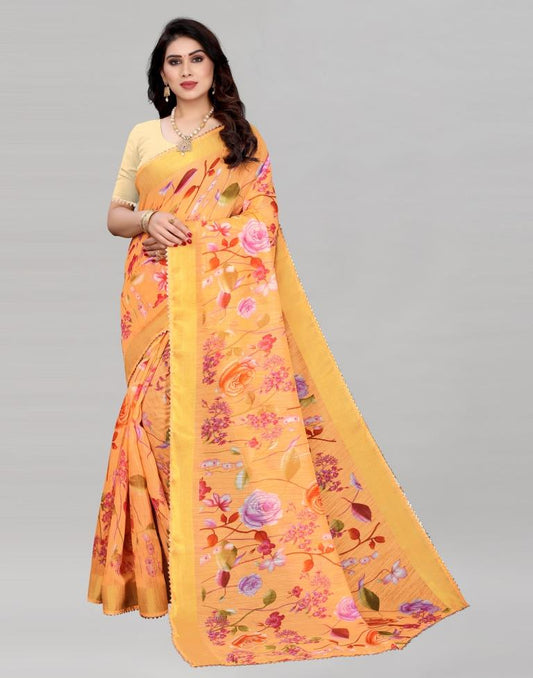 Definitive Orange Cotton Saree | Sudathi