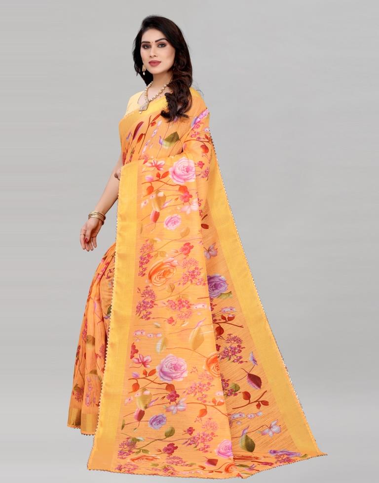 Definitive Orange Cotton Saree | Sudathi