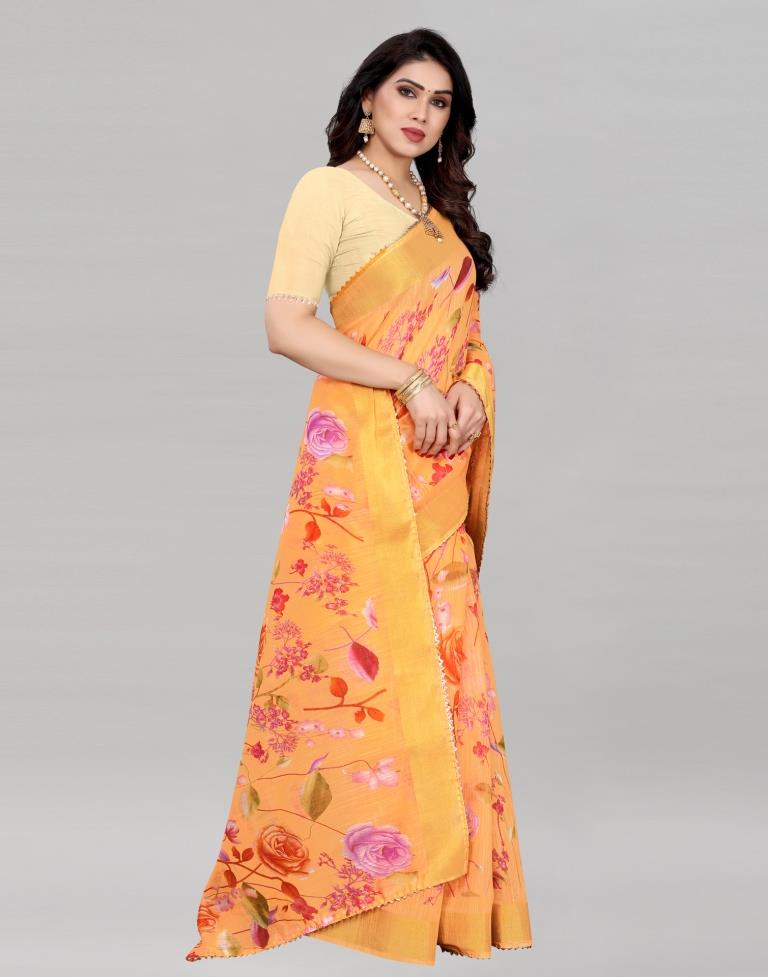 Definitive Orange Cotton Saree | Sudathi