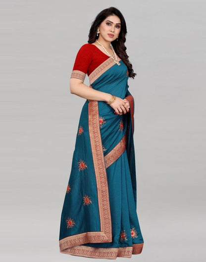 Blue Silk Embroidered Silk Saree | Sudathi