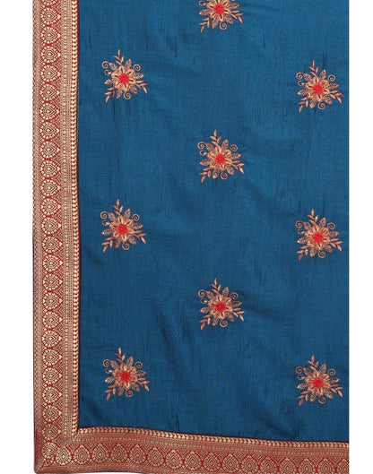 Blue Silk Embroidered Silk Saree | Sudathi