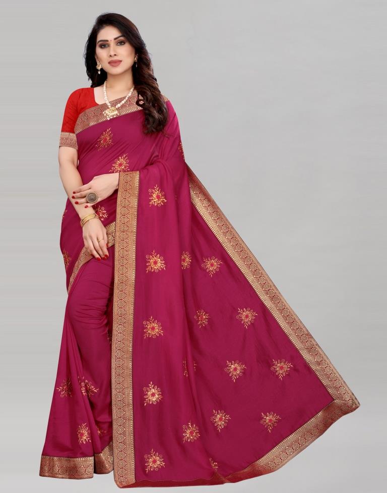 Pink Silk Embroidered Silk Saree | Sudathi
