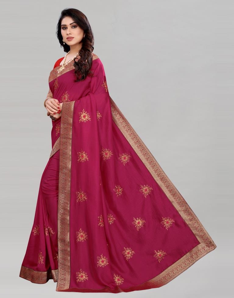 Pink Silk Embroidered Silk Saree | Sudathi