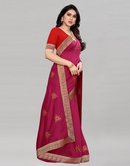 Pink Silk Embroidered Silk Saree | Sudathi