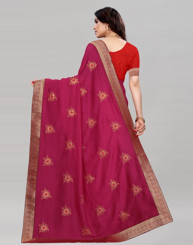 Pink Silk Embroidered Silk Saree | Sudathi