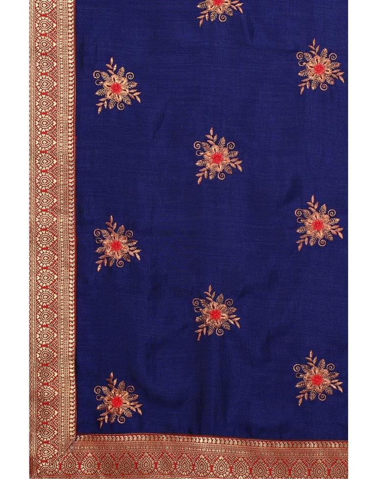 Blue Silk Embroidered Silk Saree | Sudathi