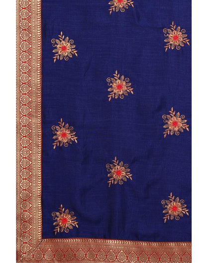 Blue Silk Embroidered Silk Saree | Sudathi