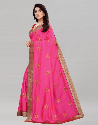 Pink Silk Embroidered Silk Saree | Sudathi