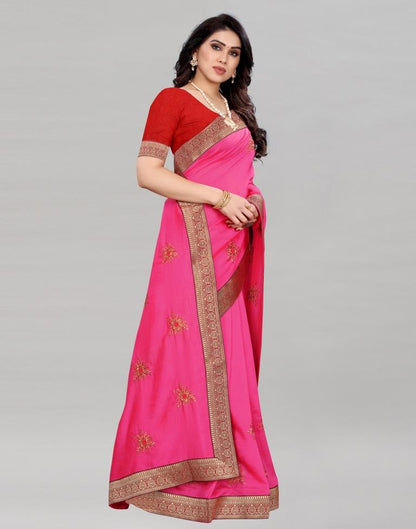 Pink Silk Embroidered Silk Saree | Sudathi