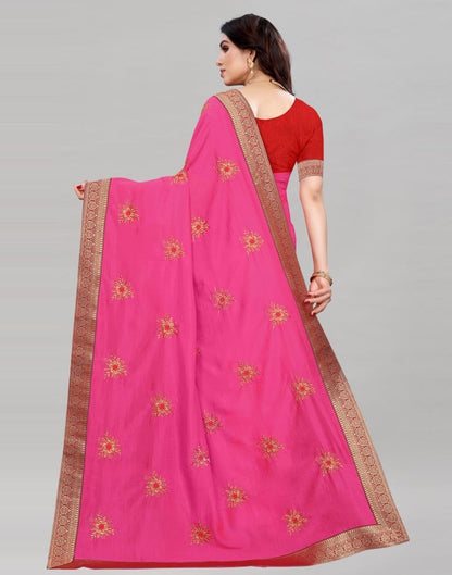 Pink Silk Embroidered Silk Saree | Sudathi