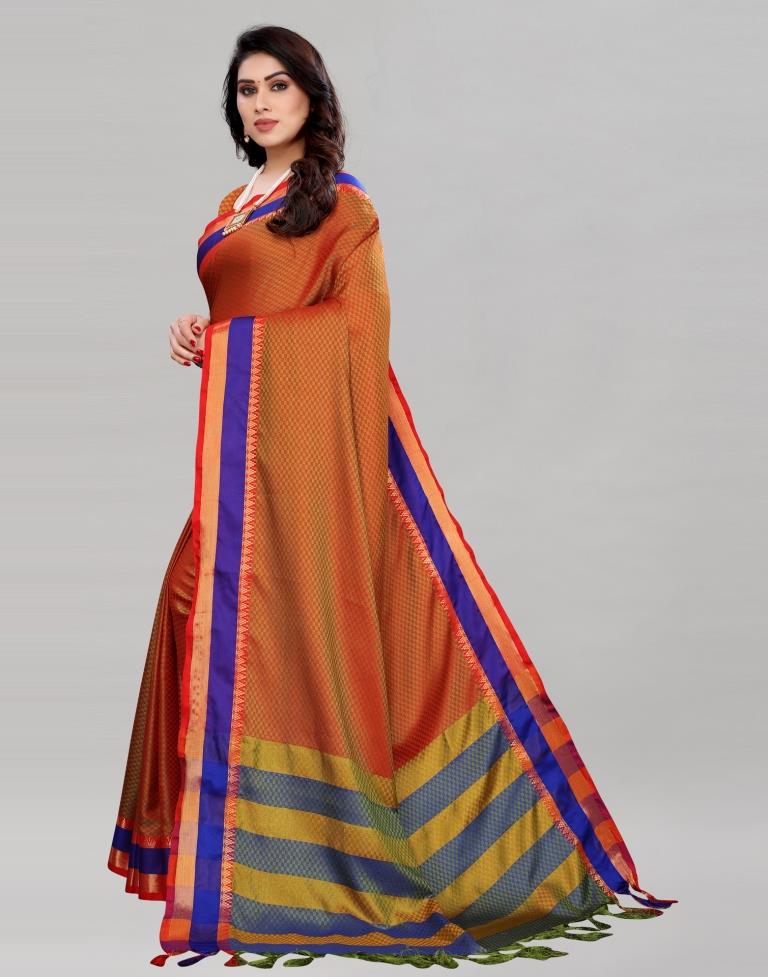 Blue Banarasi Self Woven Cotton Saree