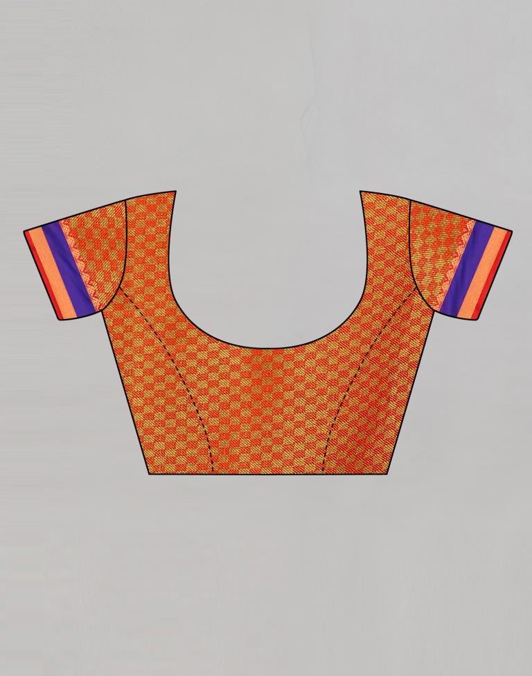 Blue Banarasi Self Woven Cotton Saree