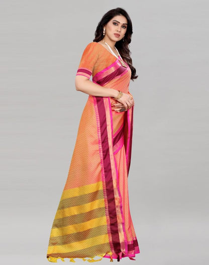 Orange Hand Weaving Cotton Saree | Sudathi