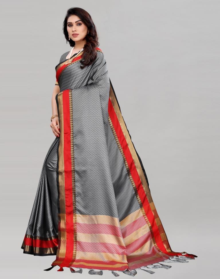 Grey Hand Weaving Cotton Saree | Sudathi