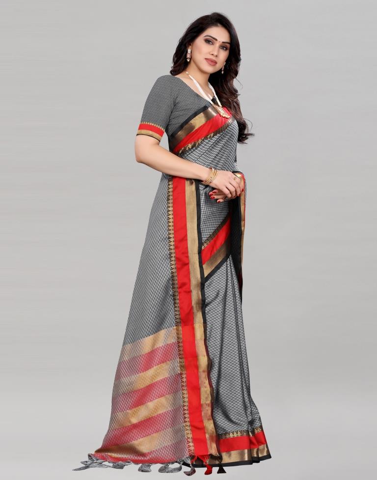 Grey Hand Weaving Cotton Saree | Sudathi