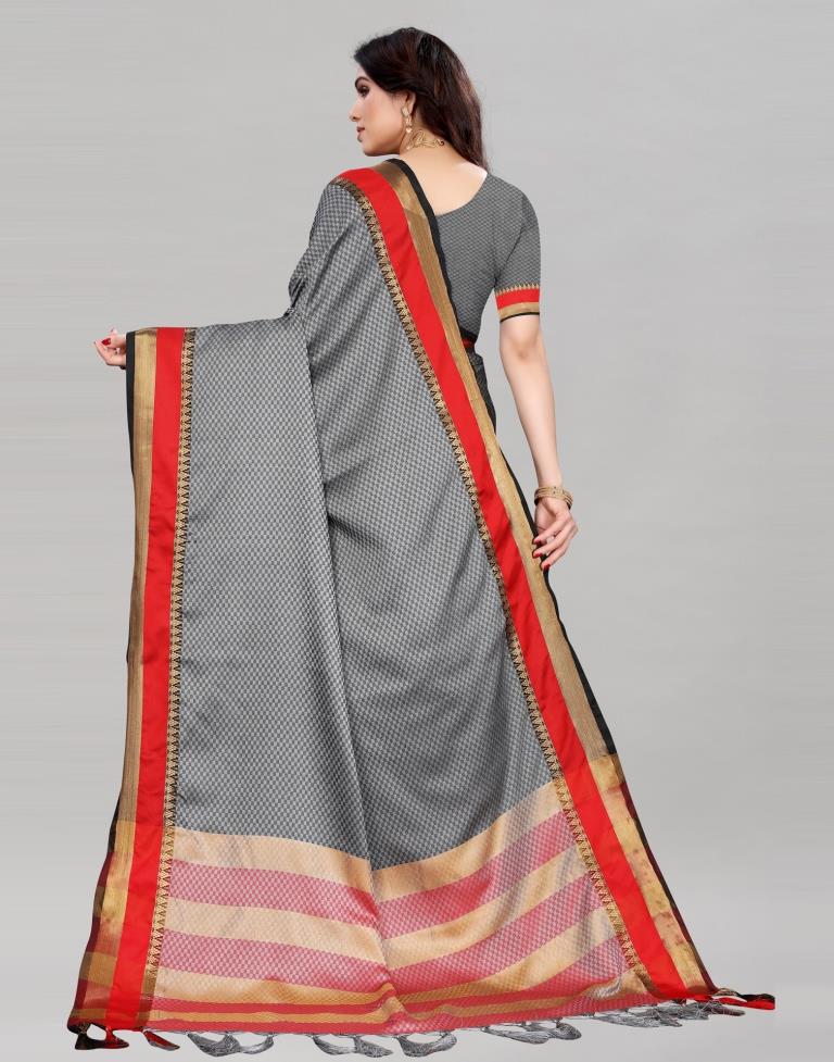 Grey Hand Weaving Cotton Saree | Sudathi