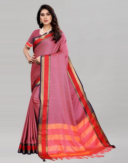 Rose Pink Hand Weaving Cotton Saree | Sudathi
