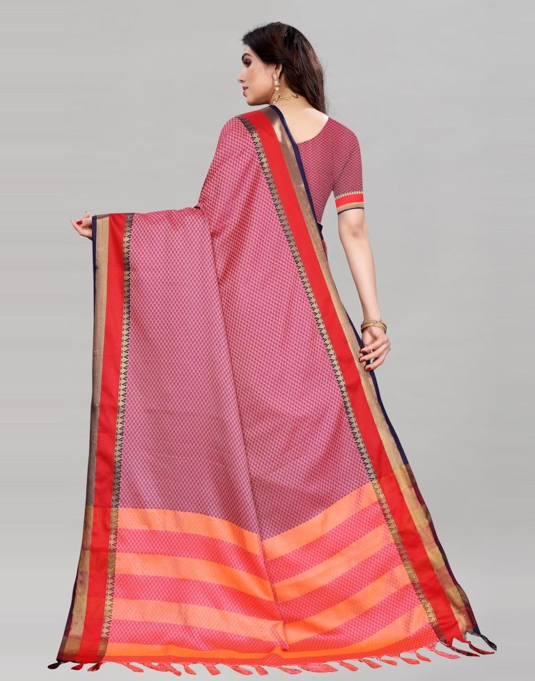 Rose Pink Hand Weaving Cotton Saree | Sudathi