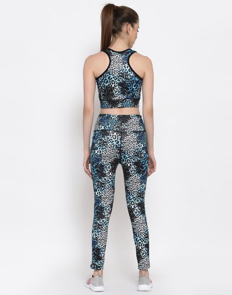 Black Coloured Printed Lycra Sportswear | Leemboodi