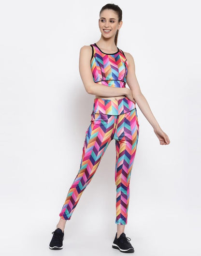 Multicolored Coloured Printed Lycra Sportswear | Leemboodi