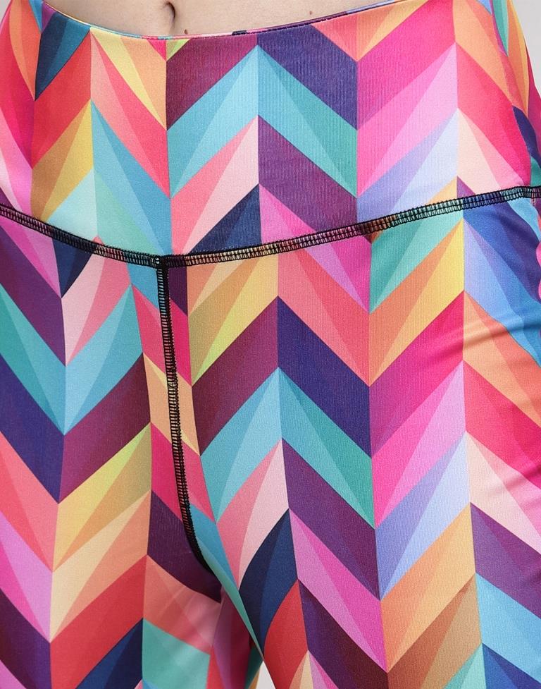 Multicolored Coloured Printed Lycra Sportswear | Leemboodi