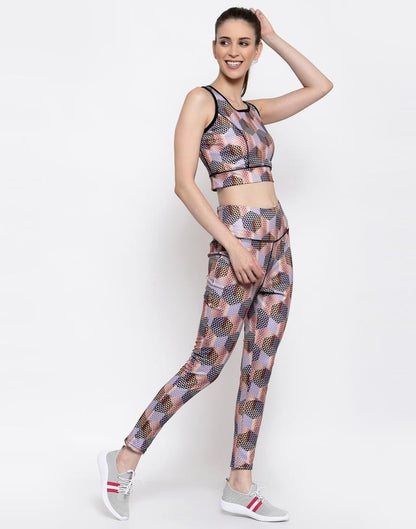 Lavender Coloured Printed Lycra Sportswear | Leemboodi