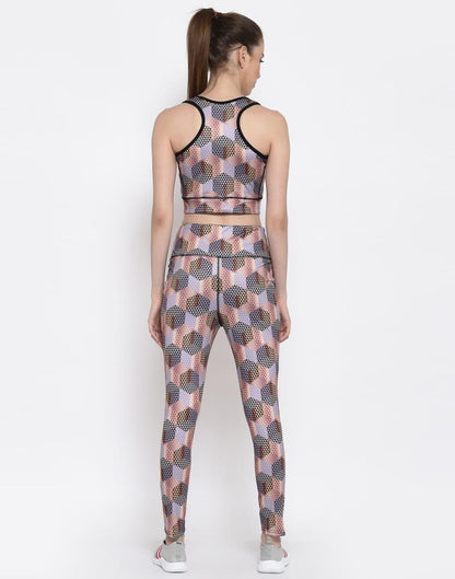 Lavender Coloured Printed Lycra Sportswear | Leemboodi