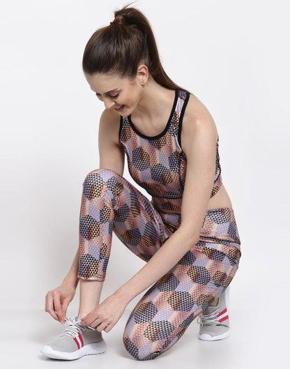 Lavender Coloured Printed Lycra Sportswear | Leemboodi