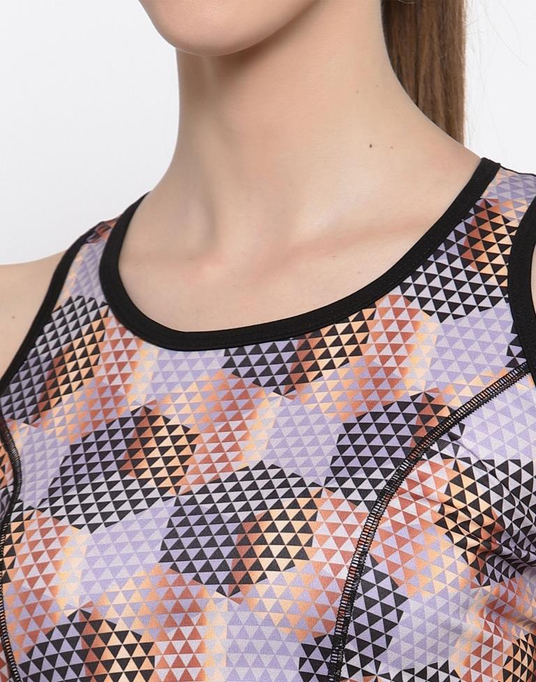 Lavender Coloured Printed Lycra Sportswear | Leemboodi