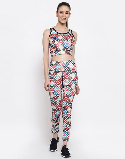 Multicolored Coloured Printed Lycra Sportswear | Leemboodi